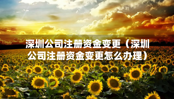 深圳公司注册资金变更（深圳公司注册资金变更怎么办理）