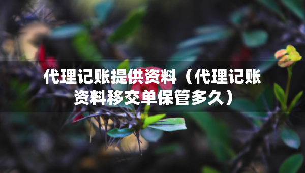 代理记账提供资料（代理记账资料移交单保管多久）