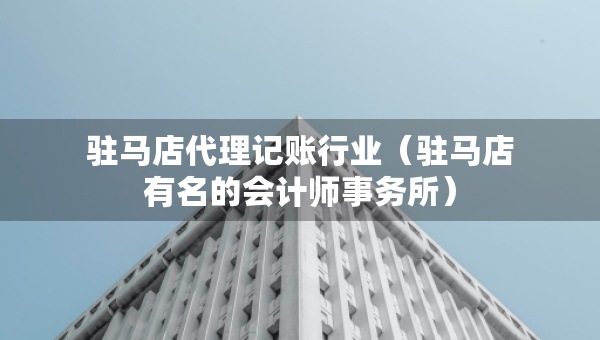 驻马店代理记账行业（驻马店有名的会计师事务所）