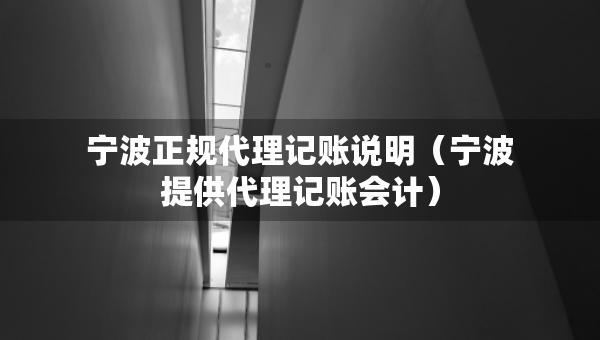 宁波正规代理记账说明（宁波提供代理记账会计）