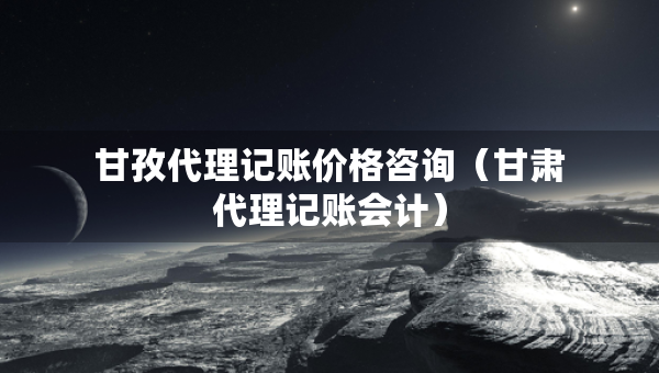 甘孜代理记账价格咨询（甘肃代理记账会计）