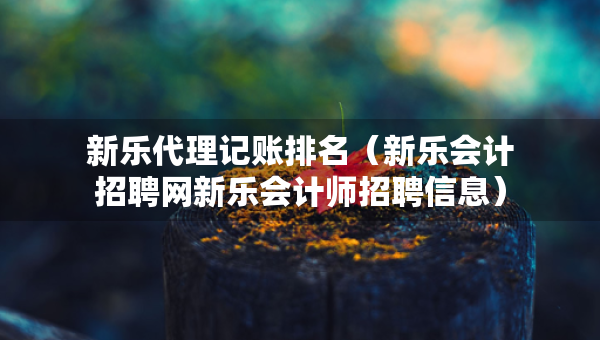 新乐代理记账排名（新乐会计招聘网新乐会计师招聘信息）