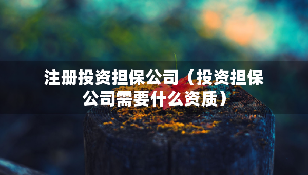 注册投资担保公司（投资担保公司需要什么资质）