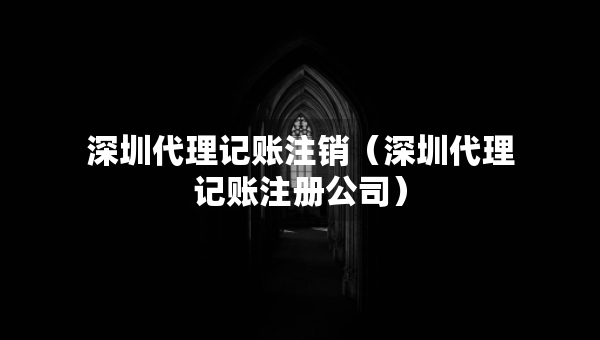 深圳代理记账注销（深圳代理记账注册公司）