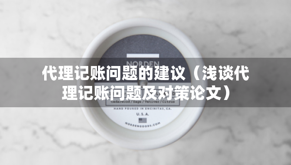 代理记账问题的建议（浅谈代理记账问题及对策论文）