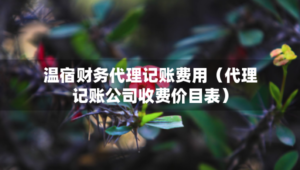 温宿财务代理记账费用（代理记账公司收费价目表）