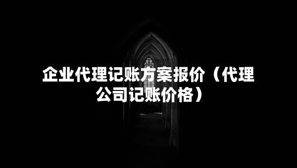企业代理记账方案报价（代理公司记账价格）
