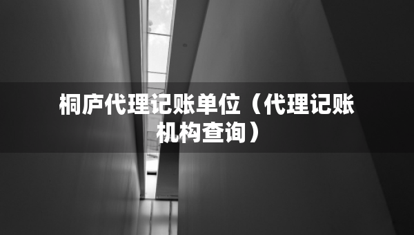 桐庐代理记账单位（代理记账机构查询）