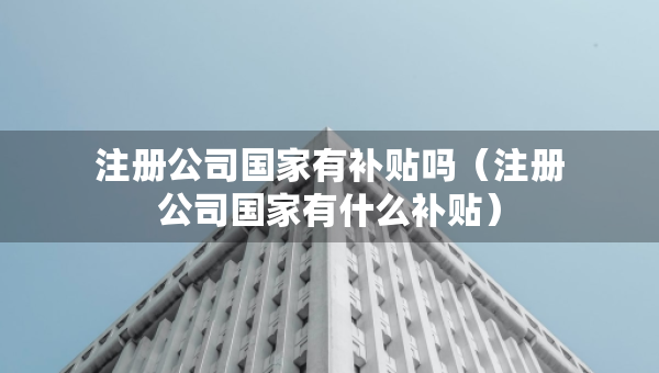 注册公司国家有补贴吗（注册公司国家有什么补贴）