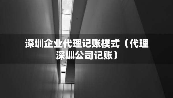 深圳企业代理记账模式（代理深圳公司记账）
