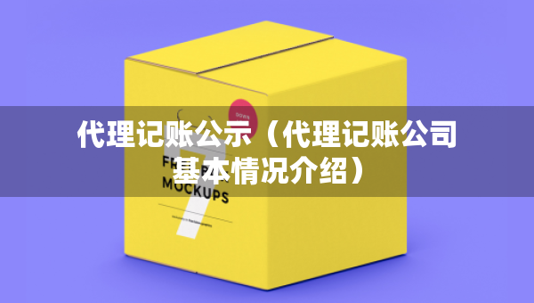 代理记账公示（代理记账公司基本情况介绍）