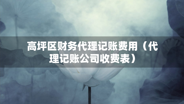 高坪区财务代理记账费用（代理记账公司收费表）
