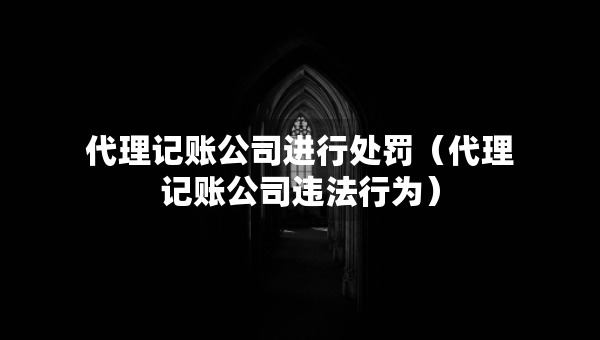 代理记账公司进行处罚（代理记账公司违法行为）