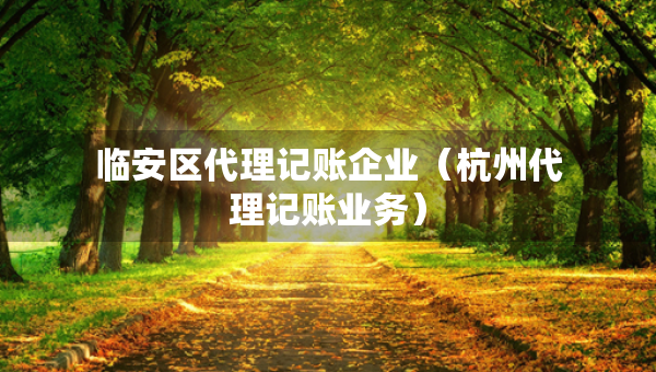 临安区代理记账企业（杭州代理记账业务）