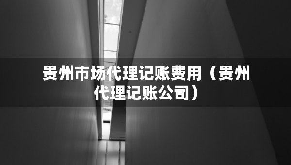 贵州市场代理记账费用（贵州代理记账公司）