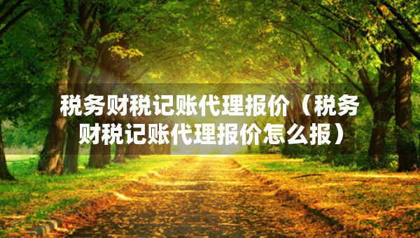 税务财税记账代理报价（税务财税记账代理报价怎么报）