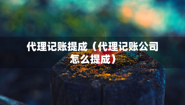 代理记账提成（代理记账公司怎么提成）