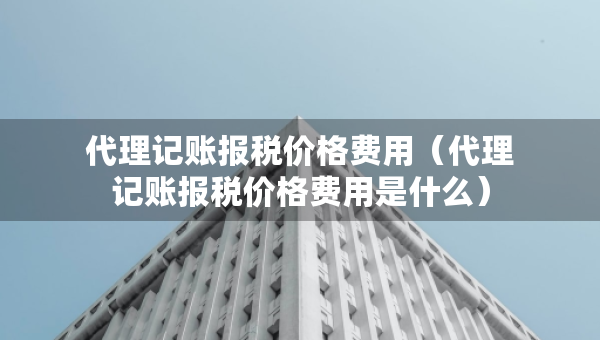 代理记账报税价格费用（代理记账报税价格费用是什么）