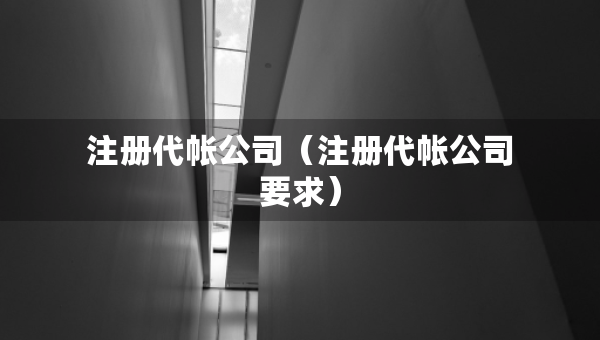 注册代帐公司（注册代帐公司要求）