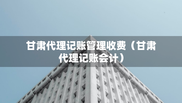 甘肃代理记账管理收费（甘肃代理记账会计）