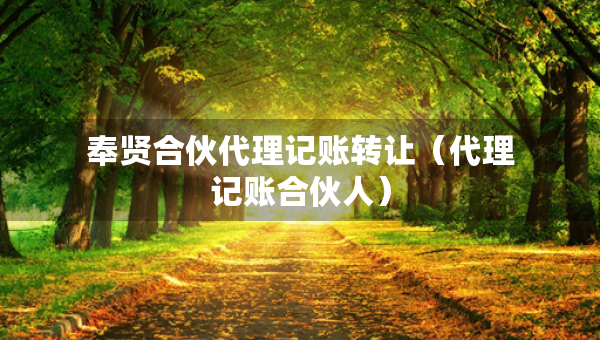 奉贤合伙代理记账转让（代理记账合伙人）