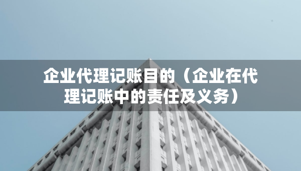 企业代理记账目的（企业在代理记账中的责任及义务）