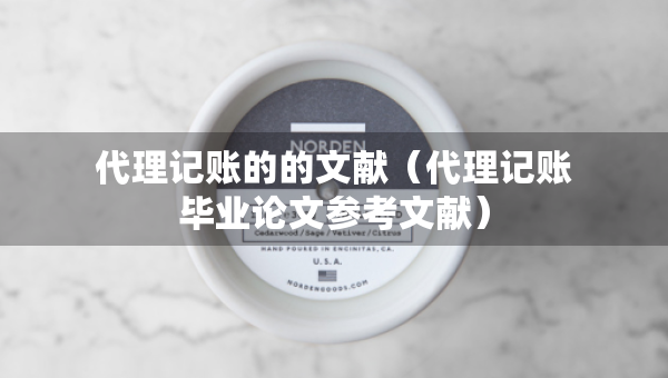 代理记账的的文献（代理记账毕业论文参考文献）