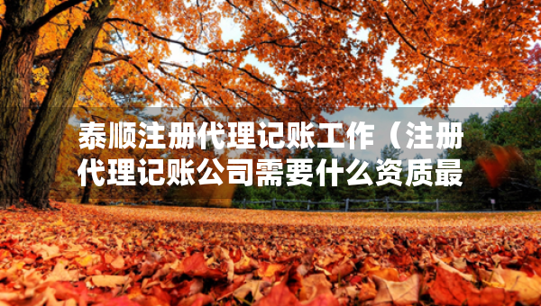 泰顺注册代理记账工作（注册代理记账公司需要什么资质最新）