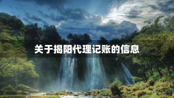 关于揭阳代理记账的信息