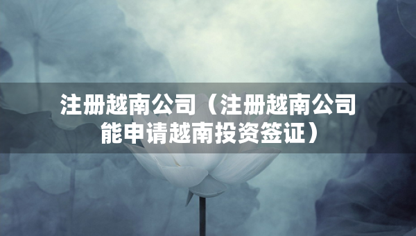 注册越南公司（注册越南公司能申请越南投资签证）