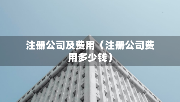 注册公司及费用（注册公司费用多少钱）