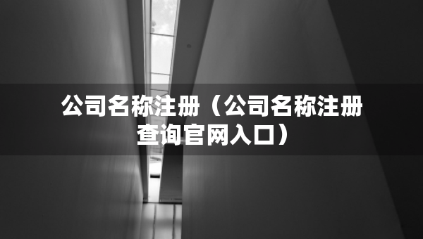 公司名称注册（公司名称注册查询官网入口）