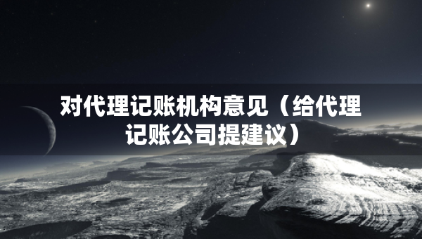 对代理记账机构意见（给代理记账公司提建议）