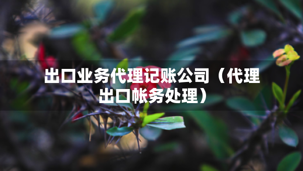 出口业务代理记账公司（代理出口帐务处理）