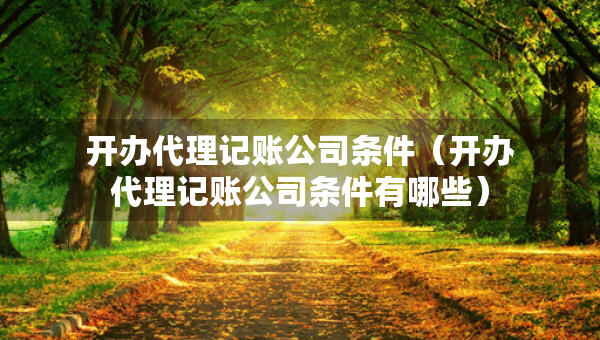 开办代理记账公司条件（开办代理记账公司条件有哪些）