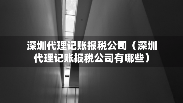 深圳代理记账报税公司（深圳代理记账报税公司有哪些）
