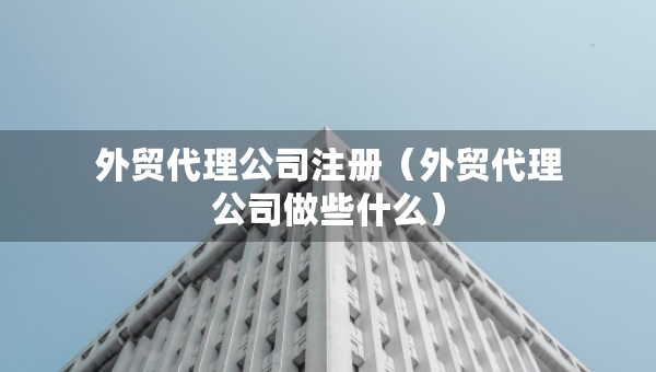 外贸代理公司注册（外贸代理公司做些什么）