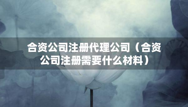合资公司注册代理公司（合资公司注册需要什么材料）