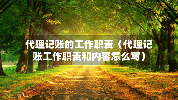 代理记账的工作职责（代理记账工作职责和内容怎么写）