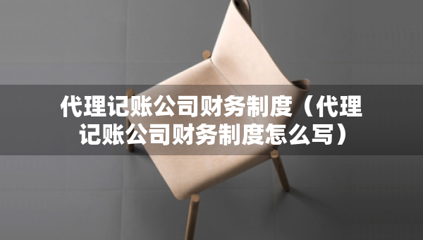 代理记账公司财务制度（代理记账公司财务制度怎么写）