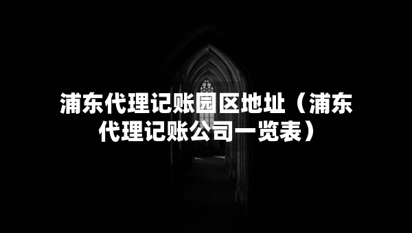 浦东代理记账园区地址（浦东代理记账公司一览表）