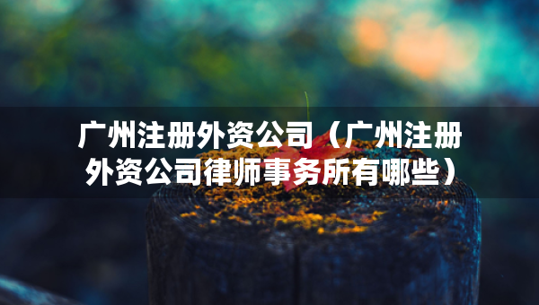 广州注册外资公司（广州注册外资公司律师事务所有哪些）