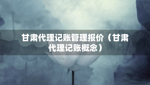 甘肃代理记账管理报价（甘肃代理记账概念）