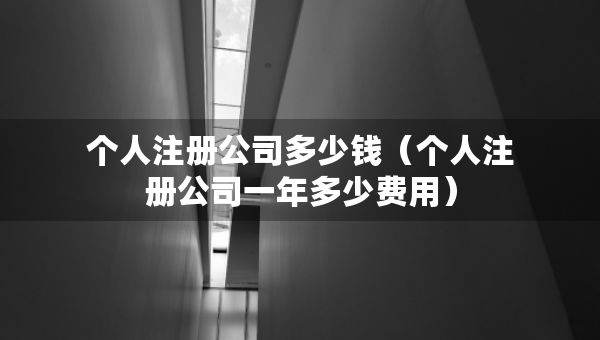 个人注册公司多少钱（个人注册公司一年多少费用）