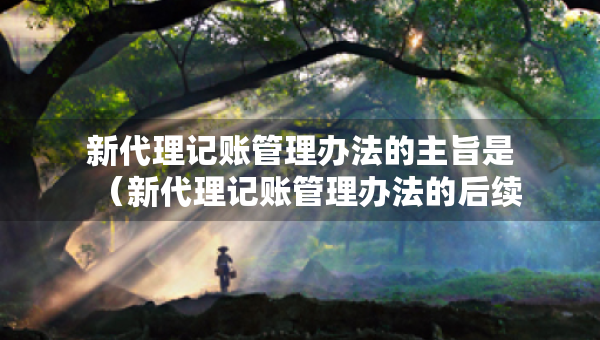 新代理记账管理办法的主旨是（新代理记账管理办法的后续监管机制是什么）