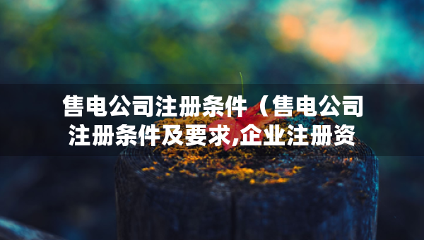 售电公司注册条件（售电公司注册条件及要求,企业注册资产）