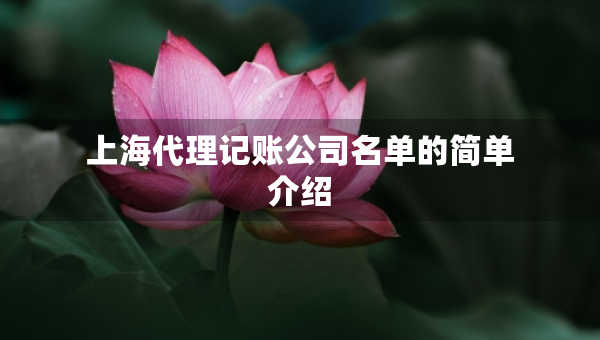 上海代理记账公司名单的简单介绍 上海代理记账公司名单的简单介绍