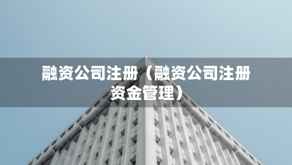 融资公司注册（融资公司注册资金管理）