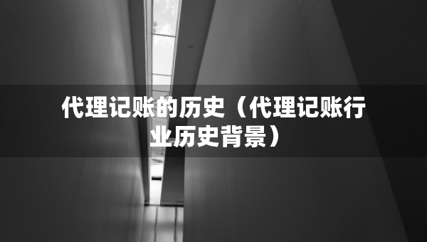 代理记账的历史（代理记账行业历史背景）