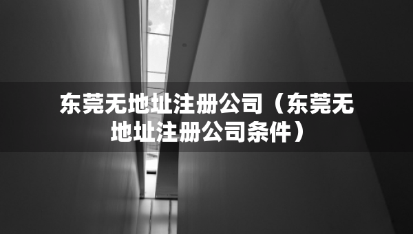 东莞无地址注册公司（东莞无地址注册公司条件）